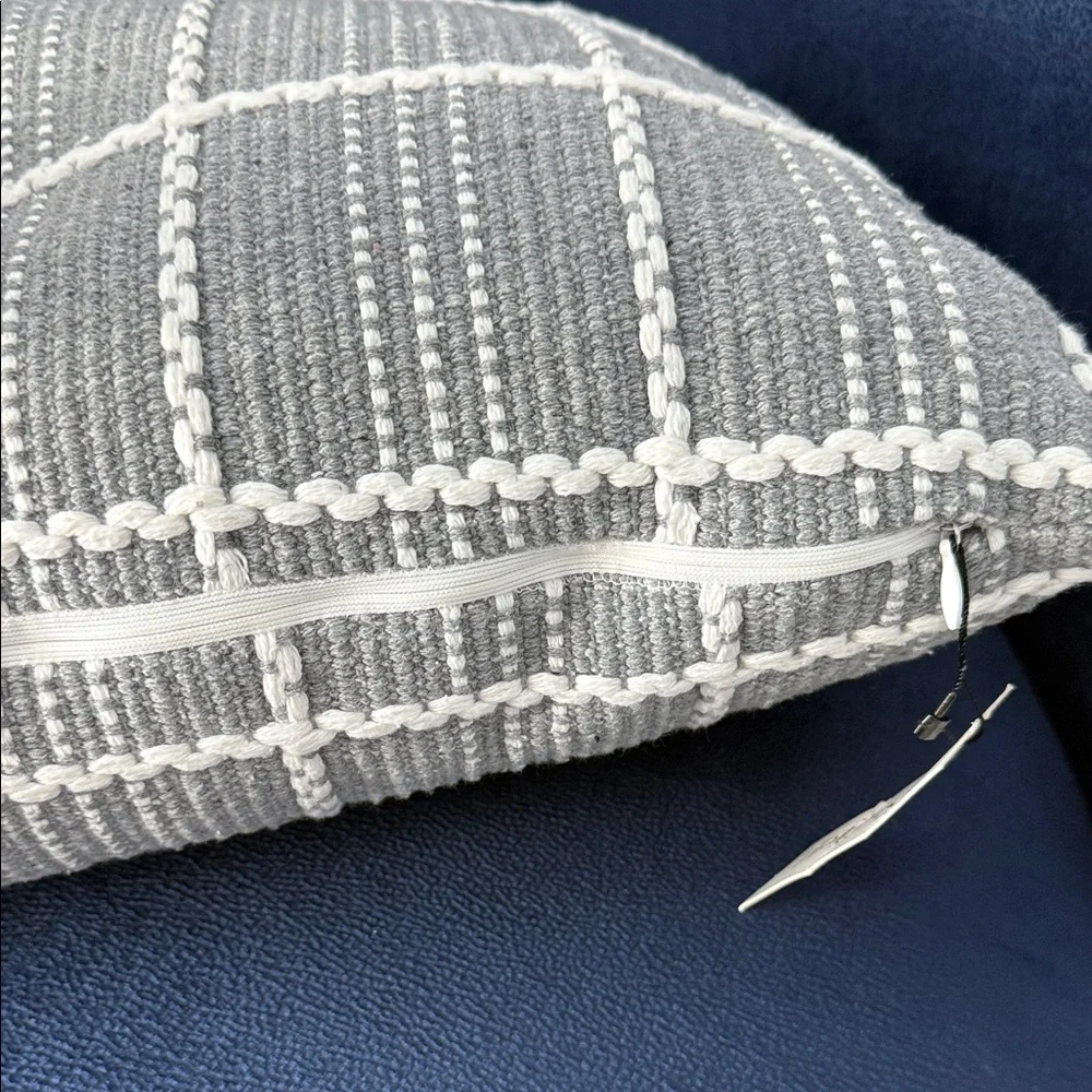 Gray and White Decorative Lumbar Pillow